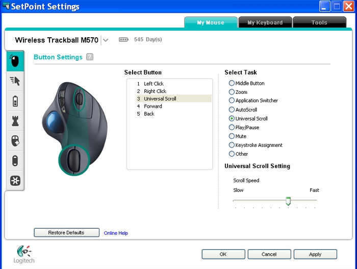 ... M570 Wireless Trackball with Logitech SetPoint Software - Logitech FAQ