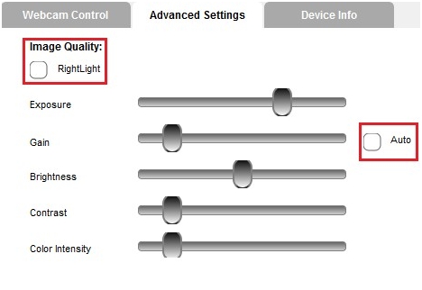 Clear the RightLight and Auto options. This allows you to manually adjust all of the image settings.