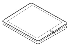 iPad Air 2用ヒンジ ケース、フラットに折り畳んだ状態