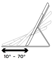 Ángulos de visualización de la funda Hinge para iPad Air 2