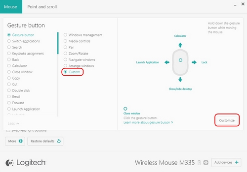 Customize Gesture