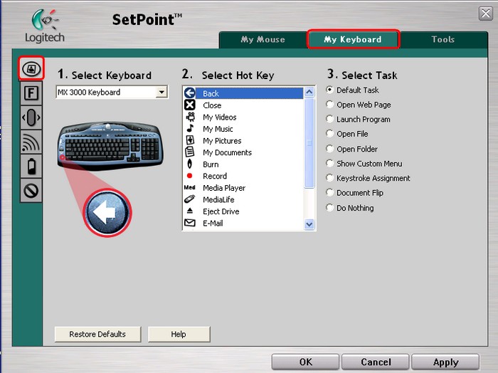 SetPoint main tab