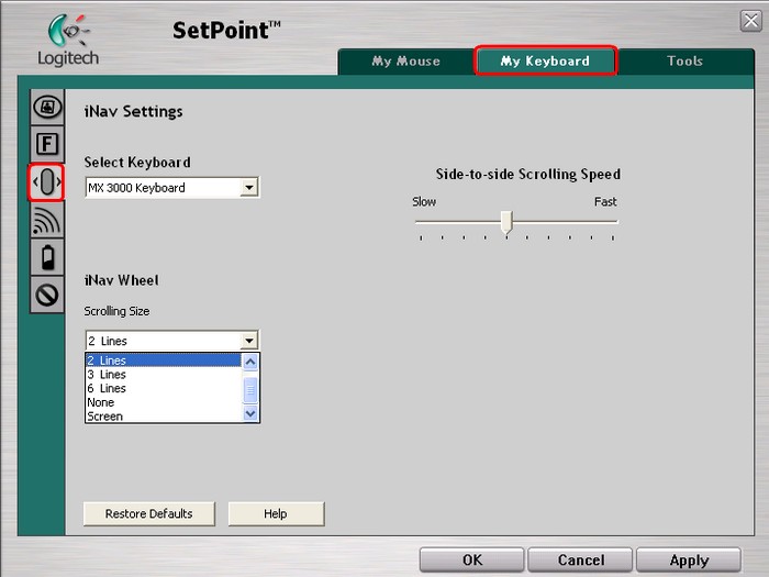 SetPoint iNav tab