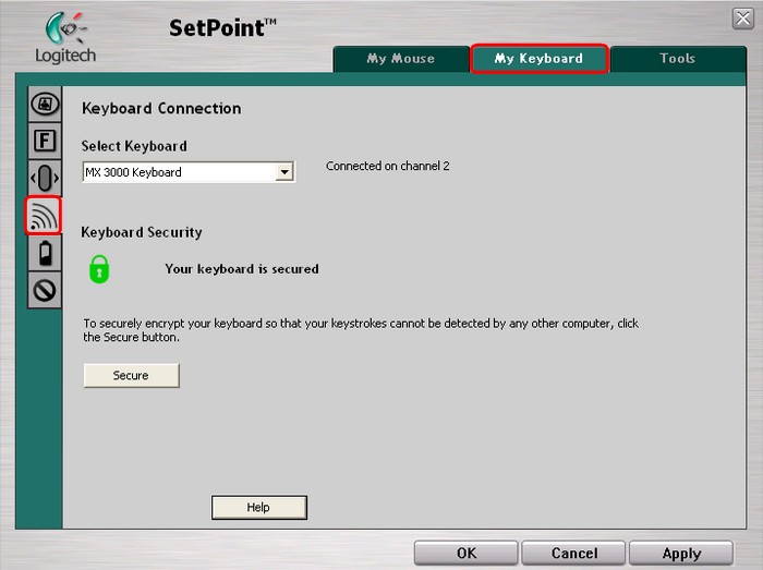 SetPoint security tab